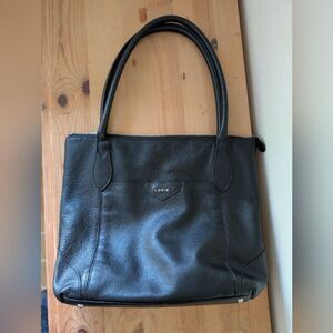 Lodis Black Pebbled Leather Tote Bag